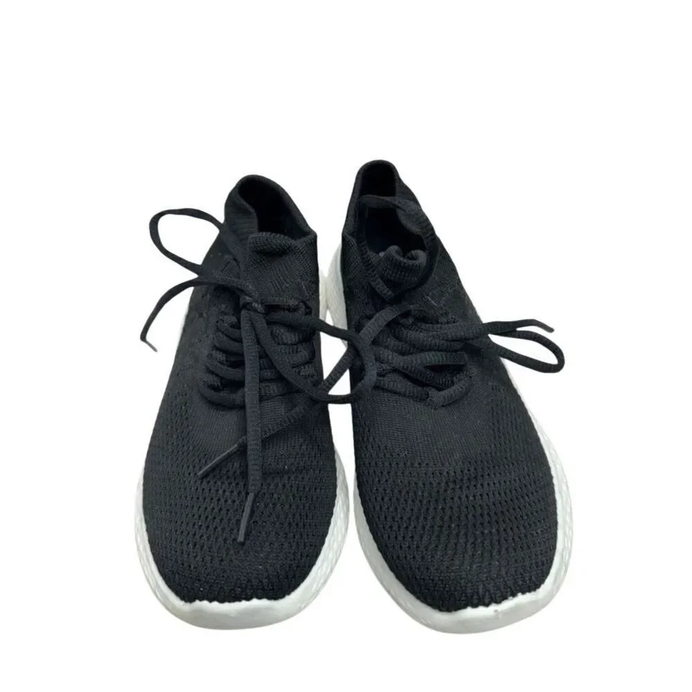 J/Slides Sneakers Womens Size‎ 5.5 Black Stretch Knit Upper Lace Up Shoes